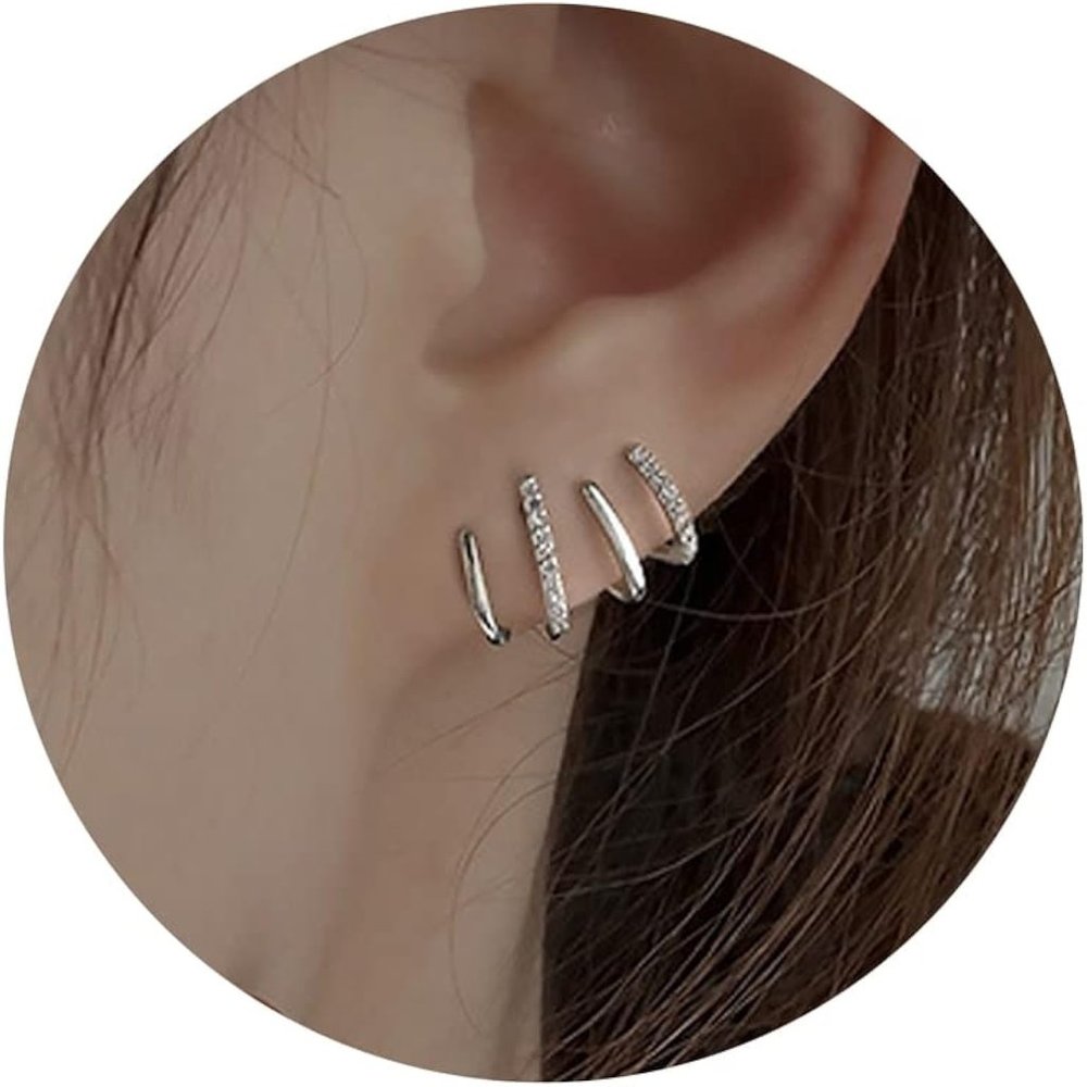 Women 14k Gold Plated/Sterling Silver Cubic Zirconia Warp Claw Earrings